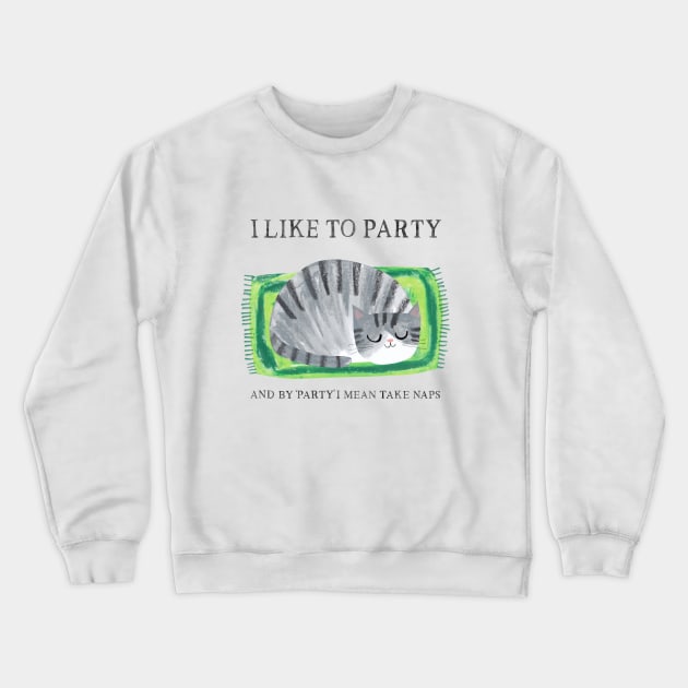 Party Crewneck Sweatshirt by Planet Cat Studio